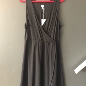 A New Day Black V- Neck Mock Wrap Dress